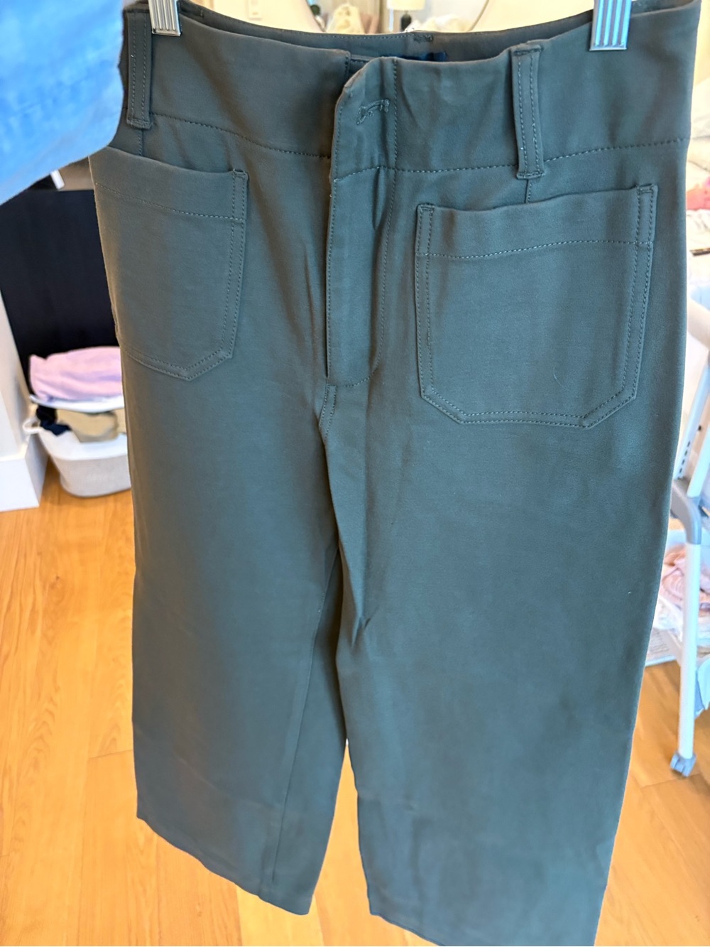Maeve The Colette Ponte Wide Leg Cropped Olive Pants